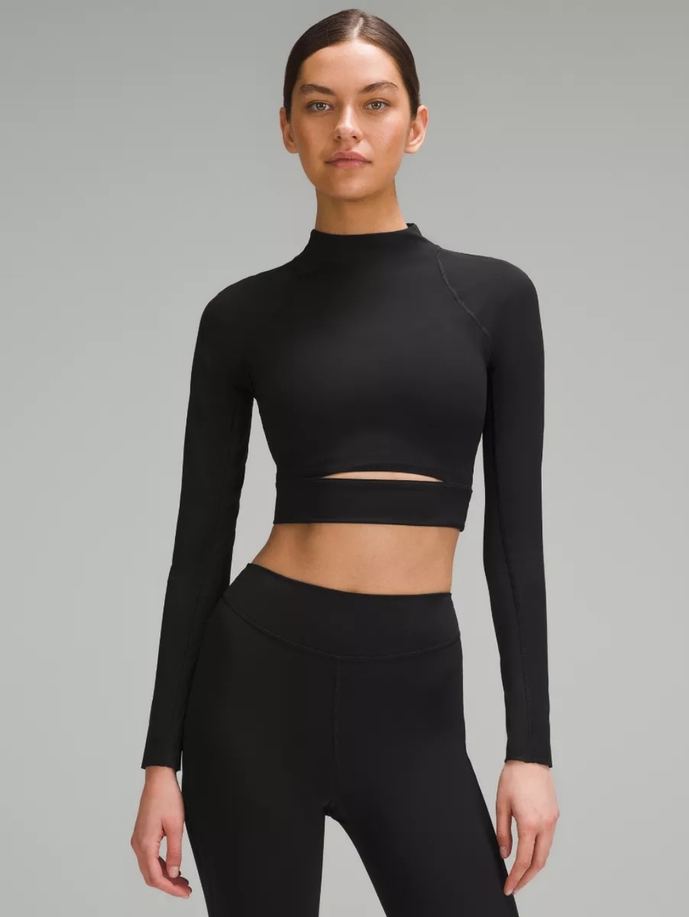 Nulux High Neck Crop Long Sleeve Running Top